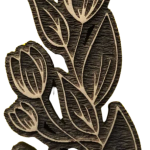 Sello decorativo ramillete de hojas con flores