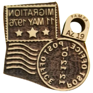 Sello decorativo postal “Migration 1976” estilo vintage de goma alta densidad