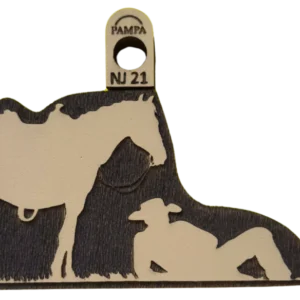 Sello decorativo vaquero junto a su caballo