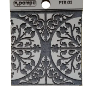 Sello decorativo roseta floral con arabescos de goma alta densidad